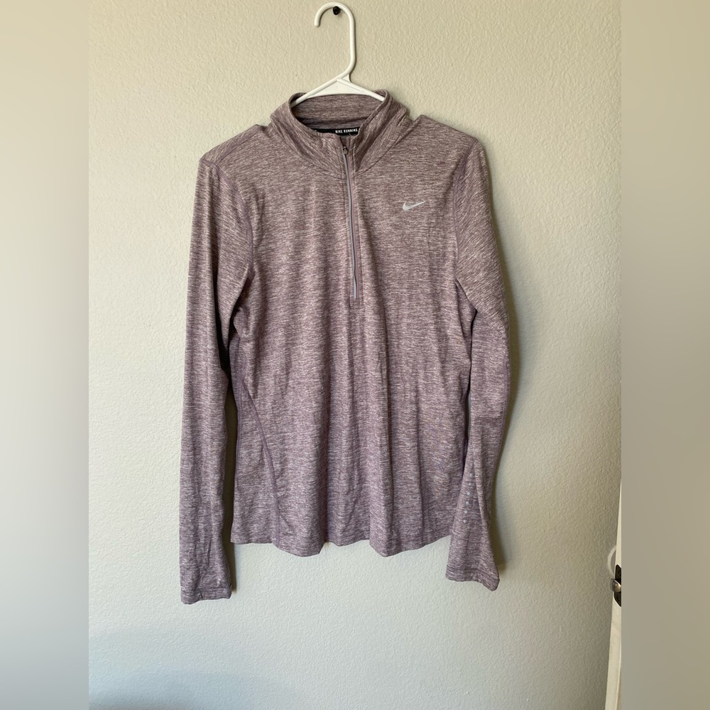 Nike Women's Heathered Mauve Quarter-Zip Performance Pullover